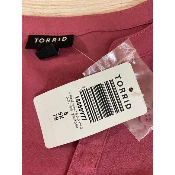 NWT Torrid Women's Georgette Hi Low Long Sleeve Rose Blouse - 5XL - Picture 11 of 12